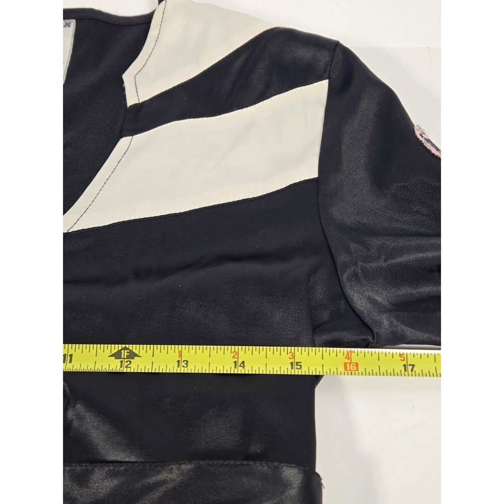 Indigo Red Black Satin Like Biker Cropped Jacket Grunge With Belt Buckles Size M - Picture 8 of 16